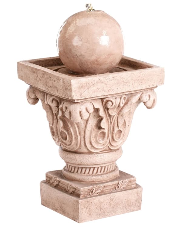 Vannfontene Beige Harpiks LED-belysning Klassisk design Hage Fontene Dekor