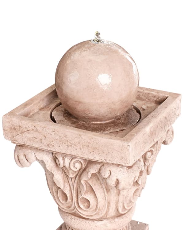 Vannfontene Beige Harpiks LED-belysning Klassisk design Hage Fontene Dekor