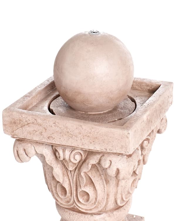 Vannfontene Beige Harpiks LED-belysning Klassisk design Hage Fontene Dekor