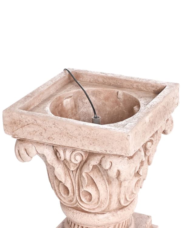 Vannfontene Beige Harpiks LED-belysning Klassisk design Hage Fontene Dekor