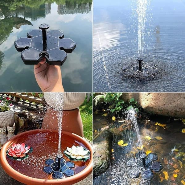 Lollanda Solcellsdriven Fontänpump med 7 Munstycken - Flytande Sol Fontänpump, för Trädgård, Pool och Fågelbad