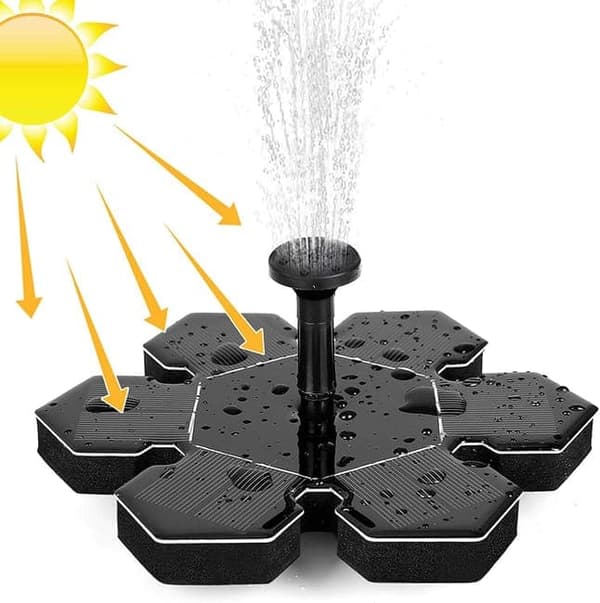 Lollanda Solcellsdriven Fontänpump med 7 Munstycken - Flytande Sol Fontänpump, för Trädgård, Pool och Fågelbad