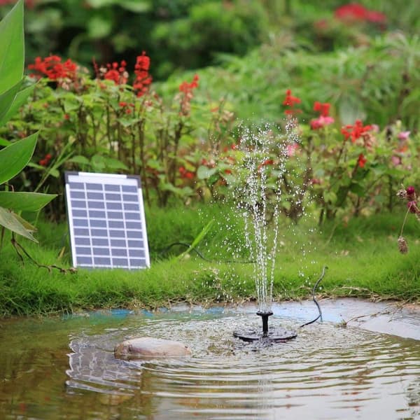Lollanda 5W Solcellsdriven Fontänpump med 6 Munstycken - Flytande Sol Fontänpump, för Fågelbad och Trädgård