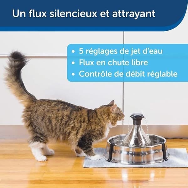 PetSafe - Drinkwell 360° rostfritt stål husdjursvattenfontän. 3,8 L kapacitet, 5 anpassningsbara kaskadvattenstrålar