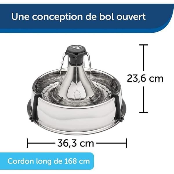 PetSafe - Drinkwell 360° rostfritt stål husdjursvattenfontän. 3,8 L kapacitet, 5 anpassningsbara kaskadvattenstrålar