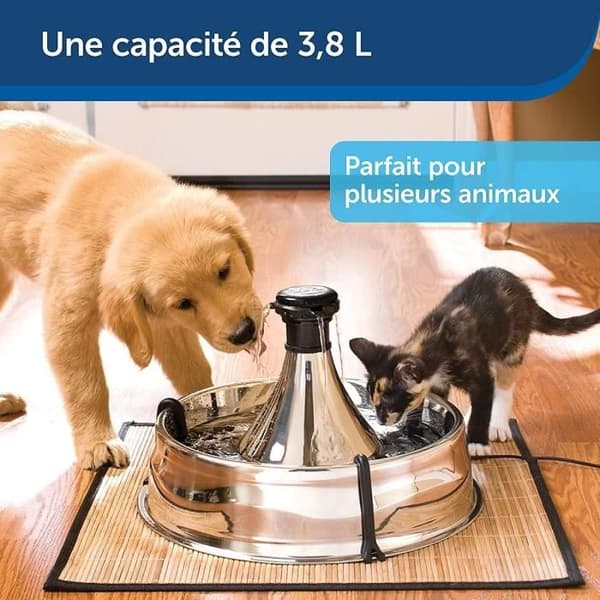 PetSafe - Drinkwell 360° rostfritt stål husdjursvattenfontän. 3,8 L kapacitet, 5 anpassningsbara kaskadvattenstrålar