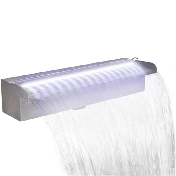 Rektangulärt Vattenfall Poolfontän med LEDs i rostfritt stål 45 cm
