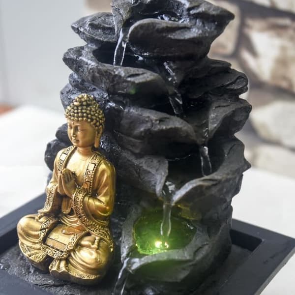 ZEN inomhusfontän med Shira Buddha-statyett - Svart