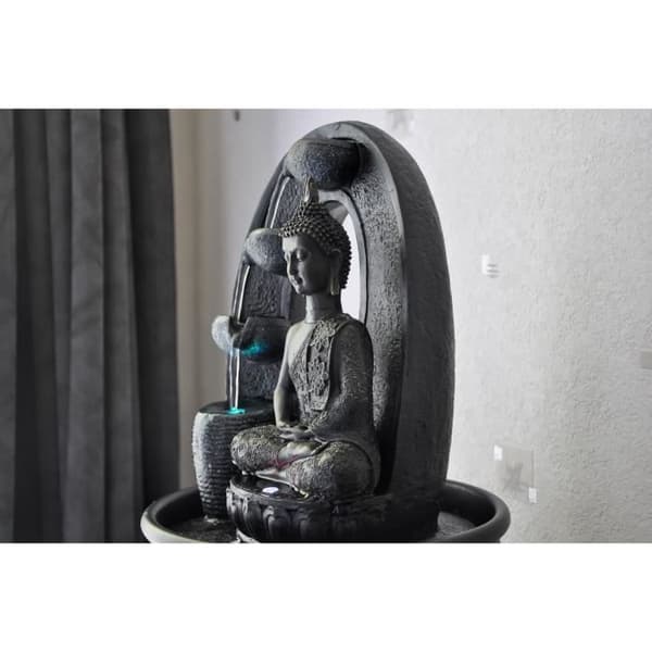 Harmony inomhusfontän - Zen'Light - Buddha - Feng Shui dekoration - LED-belysning - Brun