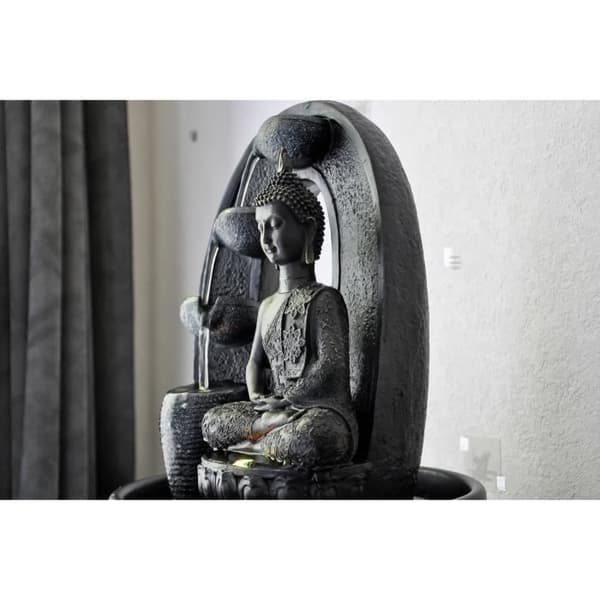 Harmony inomhusfontän - Zen'Light - Buddha - Feng Shui dekoration - LED-belysning - Brun