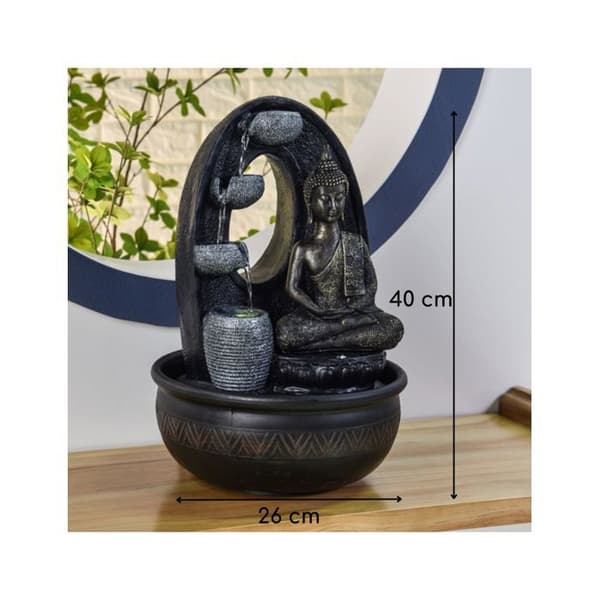 Harmony inomhusfontän - Zen'Light - Buddha - Feng Shui dekoration - LED-belysning - Brun