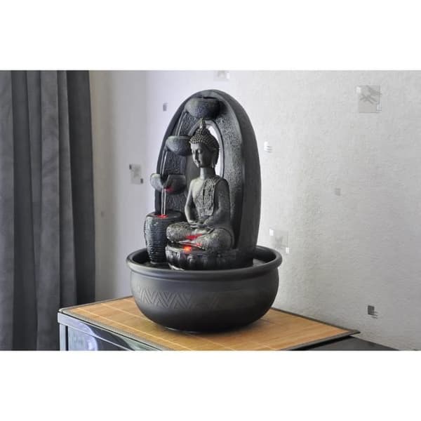 Harmony inomhusfontän - Zen'Light - Buddha - Feng Shui dekoration - LED-belysning - Brun