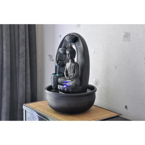 Harmony inomhusfontän - Zen'Light - Buddha - Feng Shui dekoration - LED-belysning - Brun