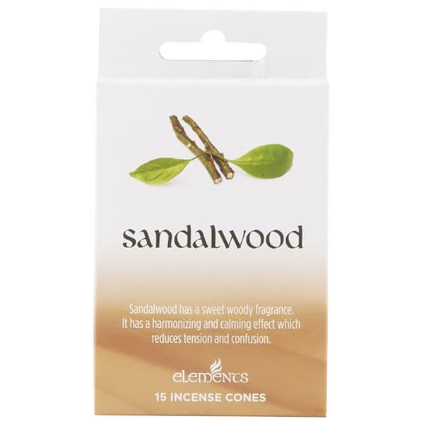Elements Sandalwood Incense Cones (Box Of 12 Packs)