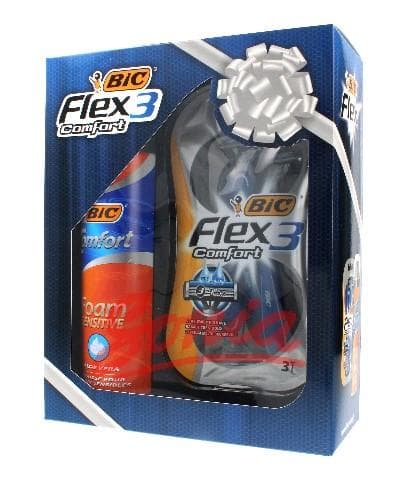 Bic Gavesæt Flex 3 Komfort (3p + barbermaskine barberskum Sensitive 250ml)