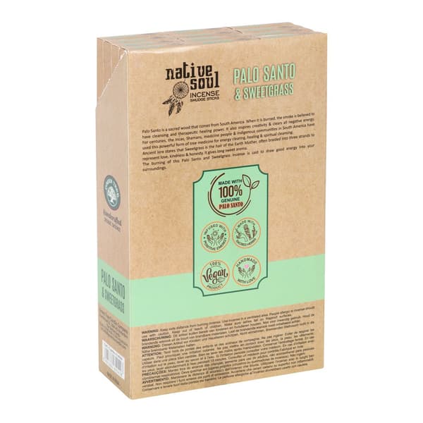 Native Soul Palo Santo & Sweet Grass Smudge Incense Sticks (Pack of 96)