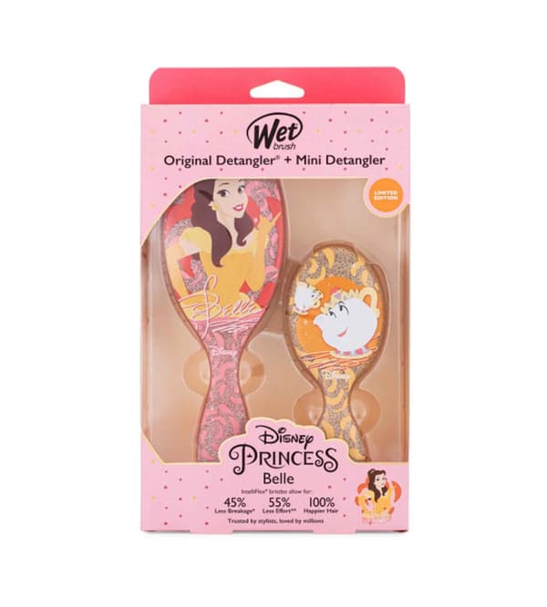 Wet Brush Disney Princess Belle Kit gift set hair brush Original Detangler + hair brush Mini Detangler