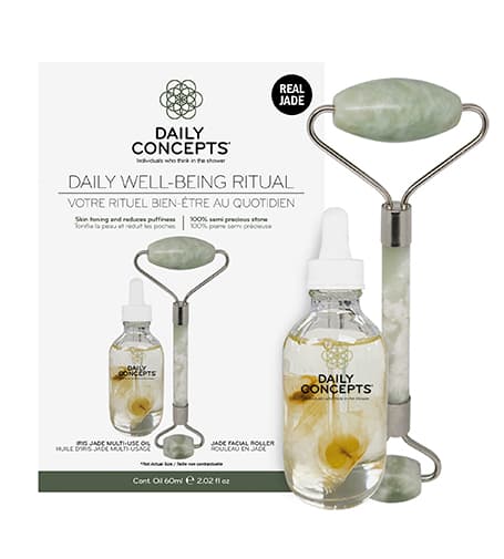 Daily Concepts Daily Well-Being Ritual gift set Daily Jade Facial Roller + Iris Jade Multi-Use Oil 60 ml