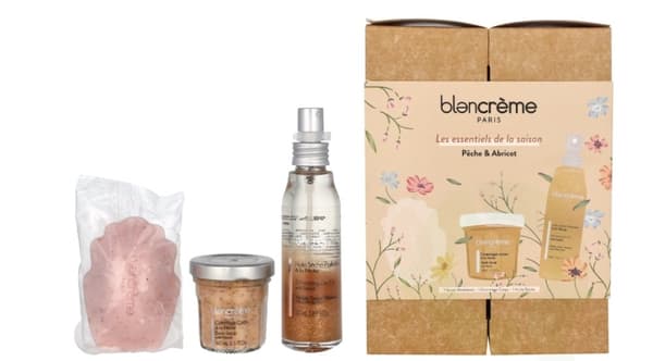 Blancreme Season Essentials Set - Fersken og aprikos 160 ml tørr olje 50 ml/såpe 70 g/kroppsskrubb 40 ml
