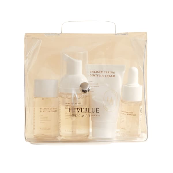 HEVEBLUE Salmon Caring Centella Special Travel Kit Bag - minikasvojenhoitokosmetiikkasetti