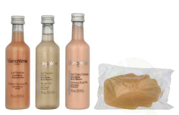 Blancreme Travel Set 305 ml Shower Gel 80ml/Body Lotion 80ml/Micellar Cleansing Water 75ml/Mask/Soap 70gr/Bag - Peach & Lemon