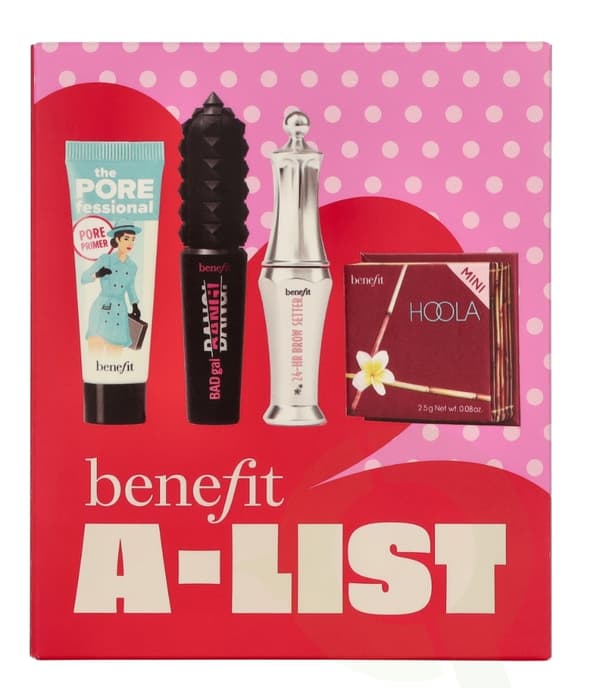 Benefit A-List Set 20.5 ml 24-Hr Brow Setter 3,5 ml/Hoola Bronzer 2,5 g/BADGal Bang! Mascara 4g/The Porefessional Primer 7,5 ml/Deep Retreat Clay Mask