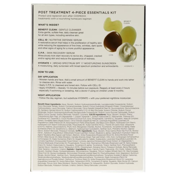 Essentials Kit for efterbehandling fran Cosmedix for unisex - 4 st 0,5 oz Benefit Clean, 0,5 oz Cell ID, 0,5 oz CPR, 0,5 oz Hydrate Plus