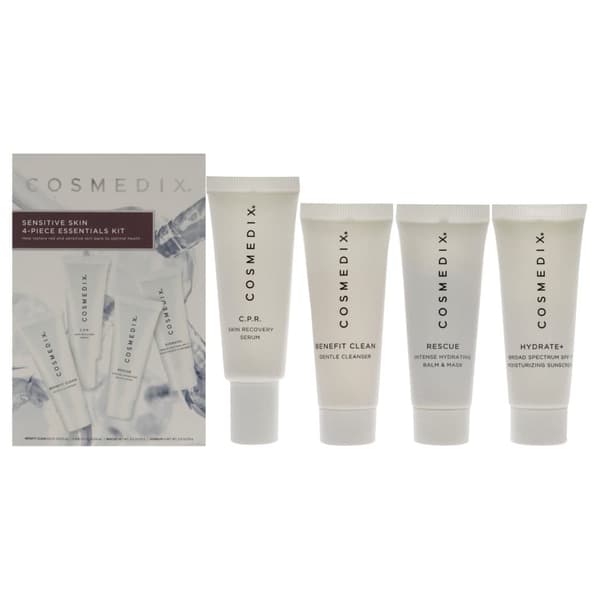 Essentials Kit til sensitiv hud fra Cosmedix til unisex - 4 stk. 0,5 oz Benefit Clean, 0,5 oz CPR, 0,5 oz Rescue, 0,5 oz Hydrate Plus