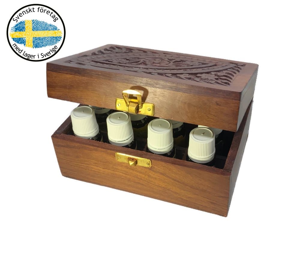 Eteriska Oljor 12x10ml Essential Oils i Handgjord Trälåda för Avkoppling & Relax Hemma