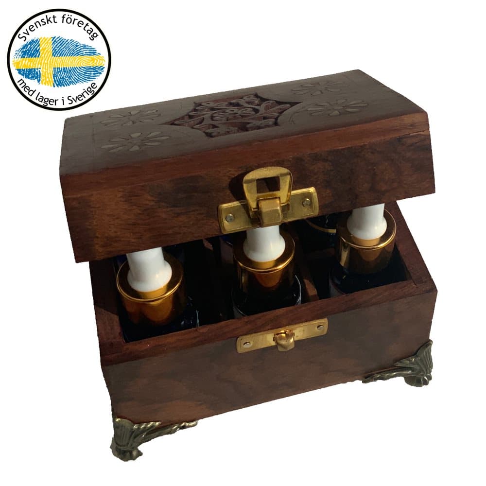 Premium Eteriska Oljor Goloka Oljeblandningar 6x10ml Essential Oils i Handgjord Trälåda