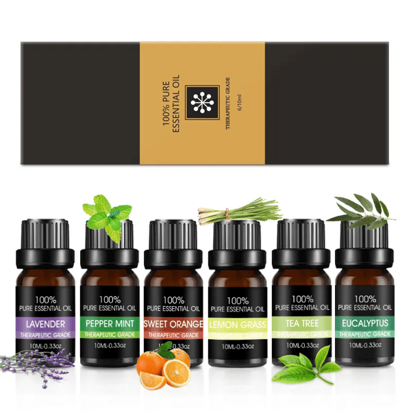 Förpackning med naturliga eteriska oljor Bohomi Home Spa 100% Pure 6 x 10ml