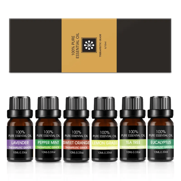 Förpackning med naturliga eteriska oljor Bohomi Home Spa 100% Pure 6 x 10ml