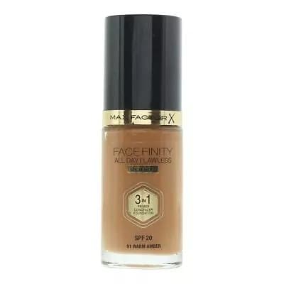 Max Factor Face Finity All Day Flawless 3 In 1 Foundation 30ml - W91 Warm Amber