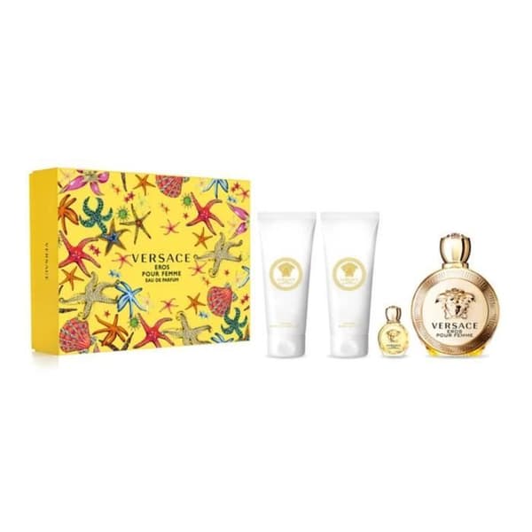 VERSACE EROS POUR FEMME EDP 100 ML + B/ L 100 ML + S/G 100 ML + EDP 5 ML GÅVSETR