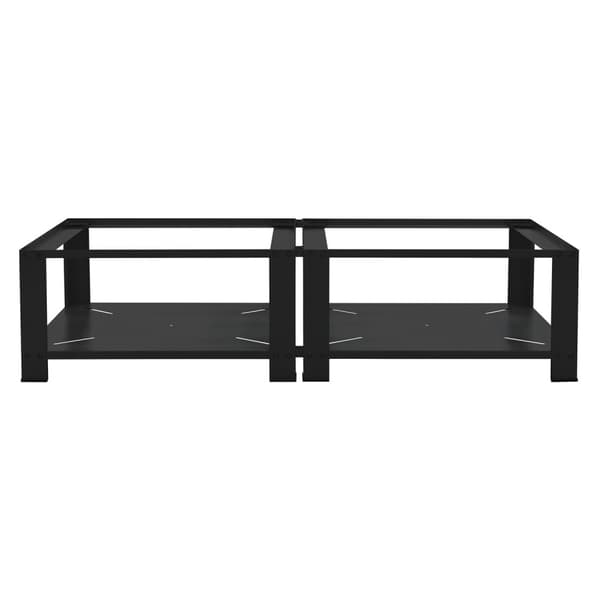 ML-Design kaksinkertainen pesukonejalusta; jossa on 2 hyllyä; musta 128x54cm teräs; 2x 150kg; vankka pesukonejalusta kaksinkertaisella alustalla;