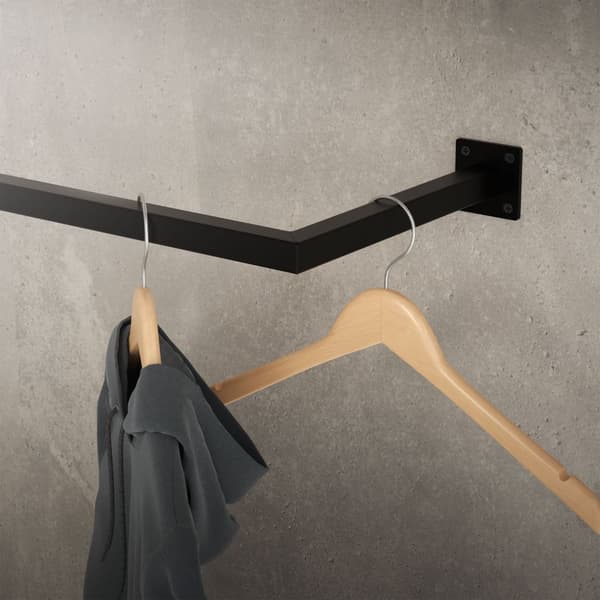 Rektangulär klädstång för vägg 30x110 cm svart stål ML design