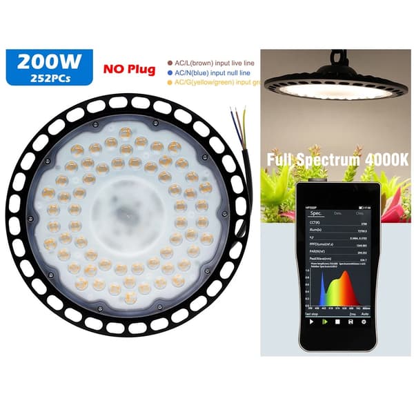 LED Växtljus, Fullspektrum 4000K, Tillgängligt i 100W, 150W, 200W,4000K 200W utan kontakt