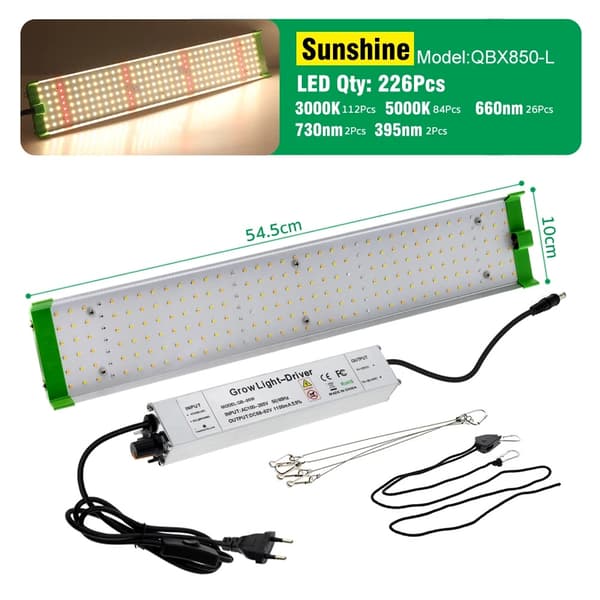 LED Växtlampa, Fullspektrum 85W, Justerbar Ljusstyrka,Solliknande Ljus 2st