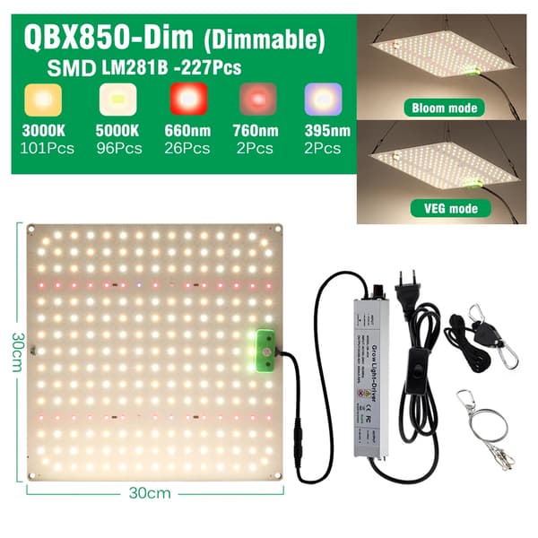 Fullspektrum LED-växtljus, dimbart, effektiv värmeavledning,QBX850, EU