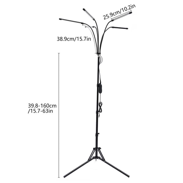 Plante lampe, 5 rør, justerbar højde 160 cm,EU, Stil 2