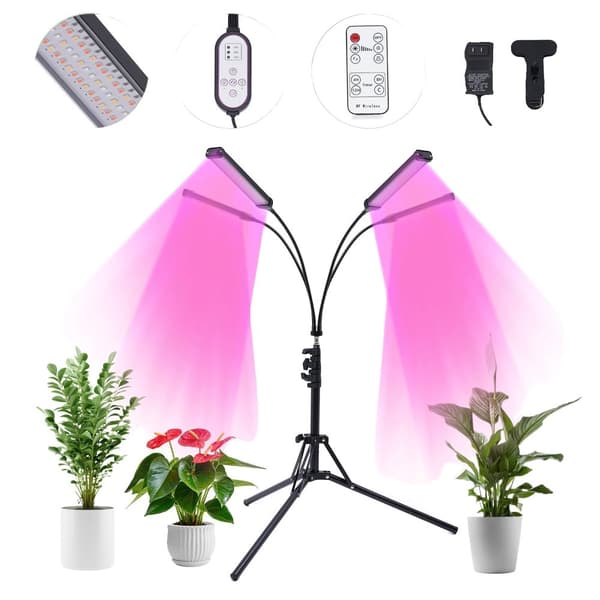 LED Växtlampa, 30W Effekt, 10 Dimmbara Nivåer, Justerbar Stativhöjd