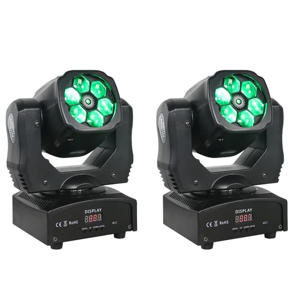 LED-liikkuva päävalo, RGBW-värisekoitus, DMX-tilat, 2 kpl 6x15w, EU-liitin