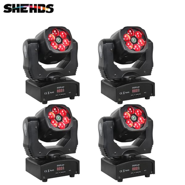 LED Moving Head Lys, RGBW Farveblanding, DMX Tilstande, 4PCS 6x15w, EU-stik