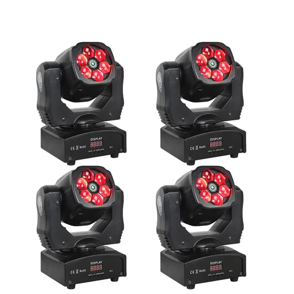 LED Moving Head Lys, RGBW Farveblanding, DMX Tilstande, 4PCS 6x15w, EU-stik