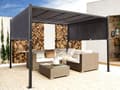 Miniatyrbillede 4 af 10: Pergola Grå Polyester Stål 310 x 310 cm Stofskærm Metalramme Solar LED Lys Havepavillon