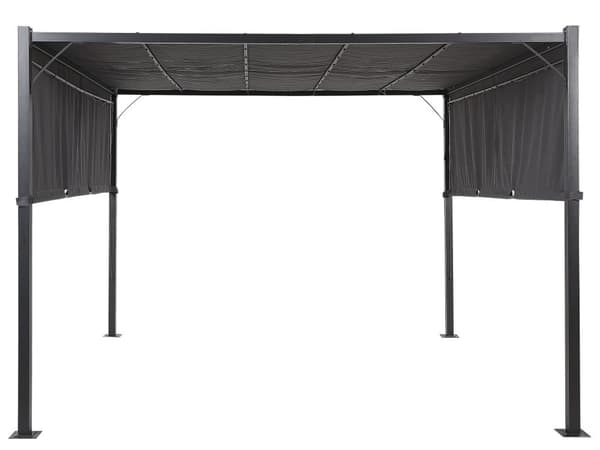Puutarhakatos tummanharmaa 310 x 215 x 310 cm teräs polyesteri LED-valot säädettävä aurinkopaneeli moderni