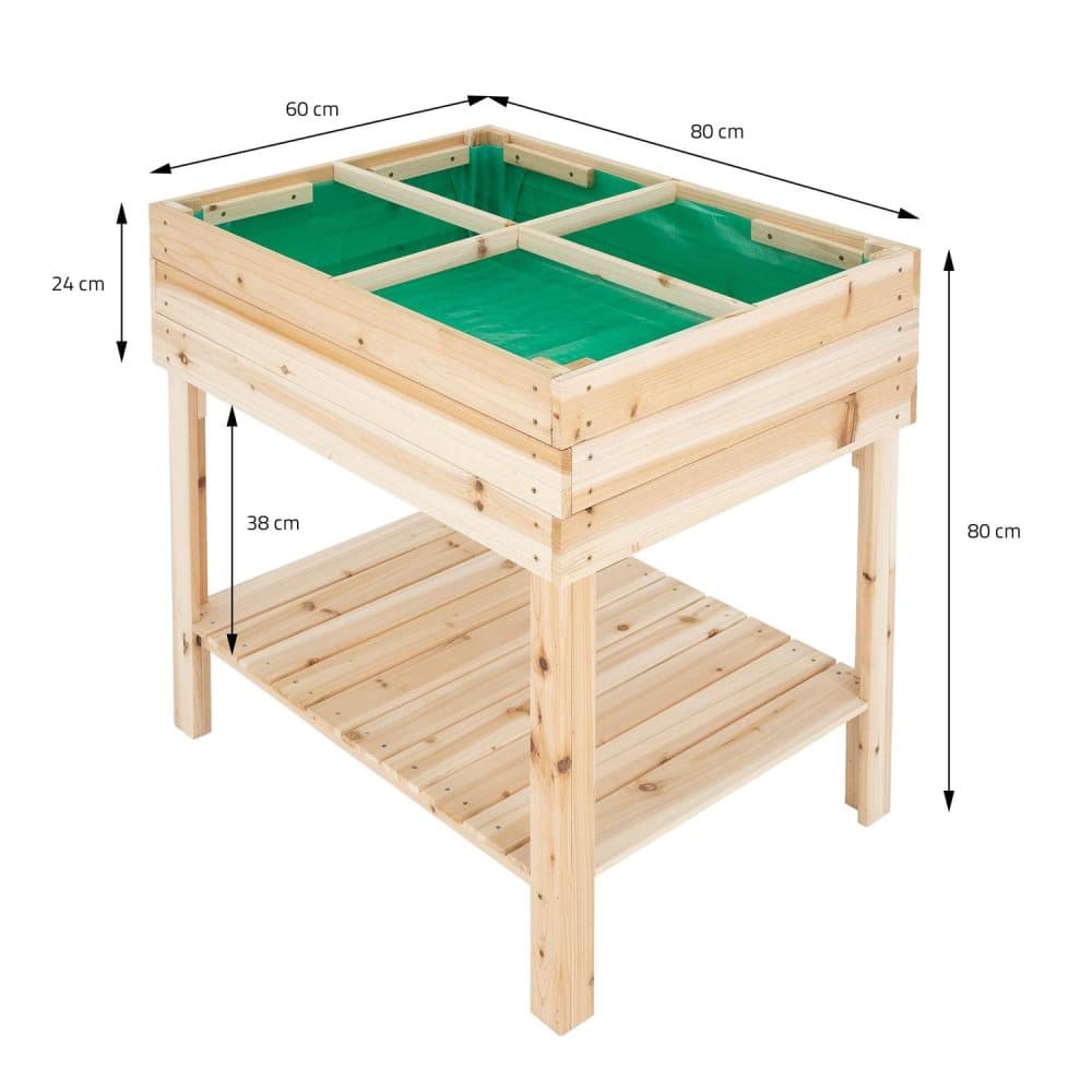 Upphöjd säng med hylla 80x60x80 cm Naturligt trä