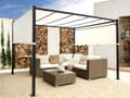 Miniatyrbilde 4 av 10: Pergola beige polyester stål 310 x 310 cm solcellebelysning LED-lys