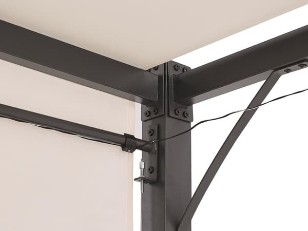 Pergola beige polyester stål 310 x 310 cm solcellebelysning LED-lys