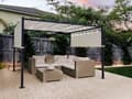 Miniatyrbilde 2 av 10: Pergola beige polyester stål 310 x 310 cm solcellebelysning LED-lys